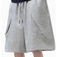 Drawstring Waist Plain Panel Sweat Shorts