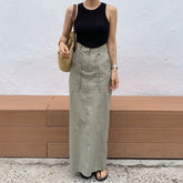 High Waist Plain Maxi Pencil Skirt