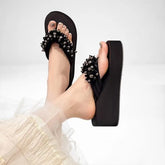 Platform Beaded Thong Slide Sandals
