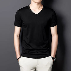 Short-Sleeve V-Neck Plain T-Shirt
