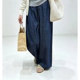 Maternity Drawstring Waist Cropped Wide Leg Jeans