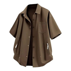 Short-Sleeve Plain Button-Up Shirt