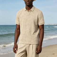 Embossed Loose Polo Shirt