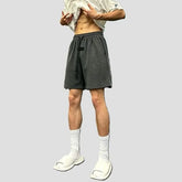 Drawstring Waist Plain Sweatshorts