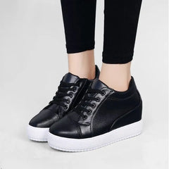 Platform Hidden Wedge Plain Lace Up Sneakers