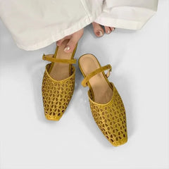Square Toe Cutout Mary Jane Mules