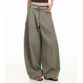 Low Rise Plain Baggy Pants