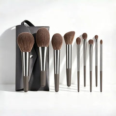 Set Of 10: Makeup Powder Brush + Foundation Brush + Fan Brush + Makeup Pouch