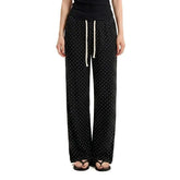 Drawstring Waist Micro Dot Loose Fit Sweatpants