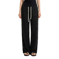 Drawstring Waist Micro Dot Loose Fit Sweatpants
