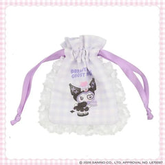 Sanrio Gingham Check Mini Drawstring Pouch Kuromi