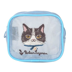 Parlor Suzurando Cat Mesh Makeup Pouch Blue