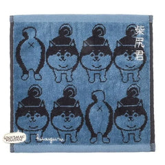 Dog Shibajiri Kun Towel Handkerchief Saxe Blue