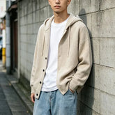 Plain Hooded Knit Cardigan