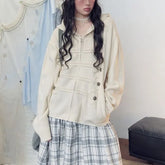 Oversized Baroque Zipper Hooded Knit Cardigan