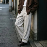 Details Herringbone Straight-Cut Relaxed Pants
