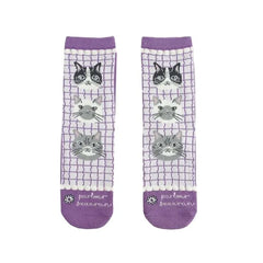 Parlor Land Cat Print Socks Pink