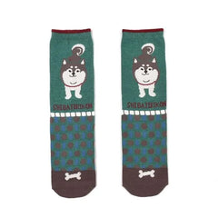 Shibajiri Kun Dog Print Socks Green
