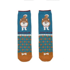 Shibajiri Kun Dog Print Socks Saxe Blue