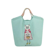 Parlor Suzurando Water Repellent Cat Embroidery Tote Bag M Size Mint