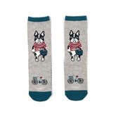 Animal Mode French Bulldog Pauro Dog Print Socks Gray