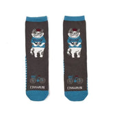 Cinnamon Cat Print Socks Brown