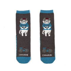 Cinnamon Cat Print Socks Brown