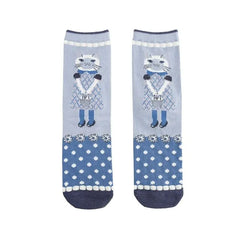 Suzuran San Cat Print Socks Gray