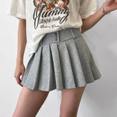 High Waist Plain Pleated Mini Skirt