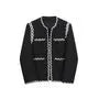 Contrast Trim Open Front Jacket