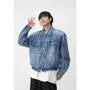 Collared Washed Denim Button Jacket