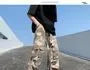 High-Waist Drawstring Camo Cargo Pants