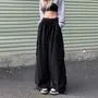 Couple Matching Drawstring Waist Plain Wide Leg Cargo Pants