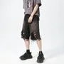Mid Rise Washed Distressed Denim Shorts