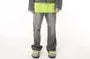 Collared Washed Button Denim Jacket / Mid Rise Flared Jeans