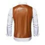 V-Neck Faux Leather Button Vest