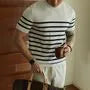 Short-Sleeve Crew Neck Striped T-Shirt