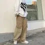 Drawstring Waist Panel Wide Leg Cargo Pants