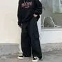Drawstring Waist Panel Wide Leg Cargo Pants