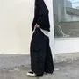 Drawstring Waist Panel Wide Leg Cargo Pants