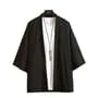 Elbow-Sleeve Plain Open Front Kimono Jacket
