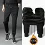 High Waist Plain Fleece-Lined Sweatpants