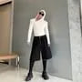 Long-Sleeve Asymmetrical Hooded Plain T-Shirt