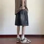 Drawstring Waist Washed Denim Shorts