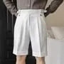 Mid Waist Plain Wide Leg Dress Shorts