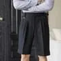 Mid Waist Plain Wide Leg Dress Shorts