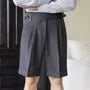 Mid Waist Plain Wide Leg Dress Shorts