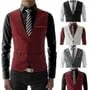 V-Neck Plain Chained Single-Breasted Vest