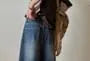 High Waist Washed Wide Leg Capri Jeans
