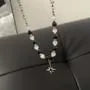 Star Pendant Faux Gemstone Bead Stainless Steel Necklace